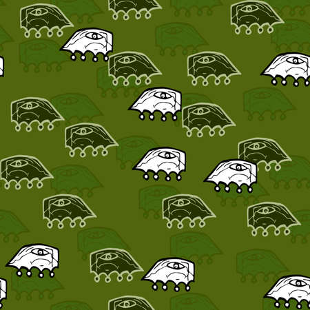 Pattern seamless with sad umbrella on velvet green background for your designの写真素材