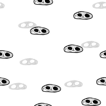Pattern with big eyes doodle monochrome on white background for your designの写真素材