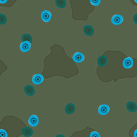 Pattern with bacteria in the form of circles, on a dark green background for your design