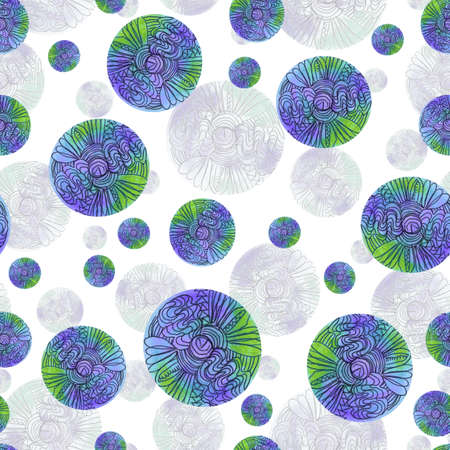Watercolor pattern geometry mandala circle, blue green gradient on white background for your...
