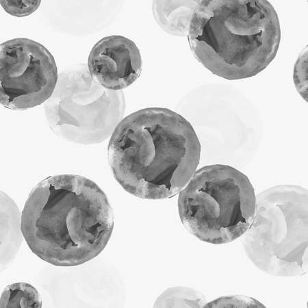 Geometry watercolor pattern, circle soap bubble on gray background for your seamless design, hand drawn illustrationの写真素材