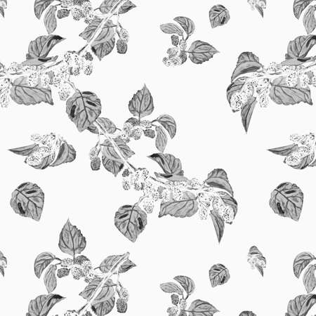 Watercolor pattern silver wooden branch, crystal berries on a white background for your seamless design, hand drawn illustrationの写真素材