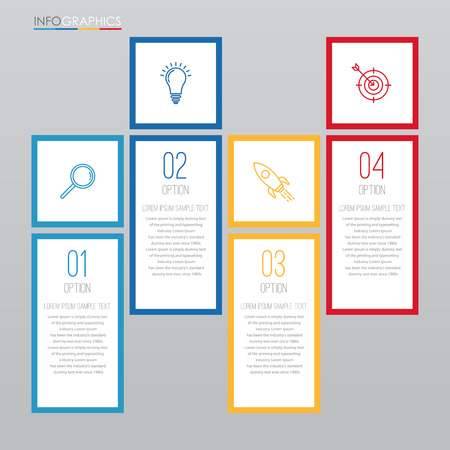Modern Info-graphic Template for Business with 4 steps multi-Color design, labels design, Vector info-graphic element, Flat style vector illustration.のイラスト素材