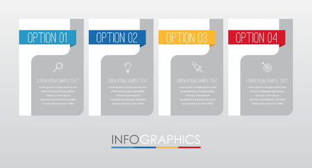 Business Info-graphic Template diagram with 4 steps multi-Color design, labels design, Vector info-graphic element, Flat style vector illustration EPS 10.のイラスト素材