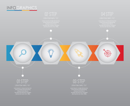 Business Info-graphic Template diagram with 4 steps multi-Color design, labels design, Vector info-graphic element, Flat style vector illustration EPS 10.のイラスト素材