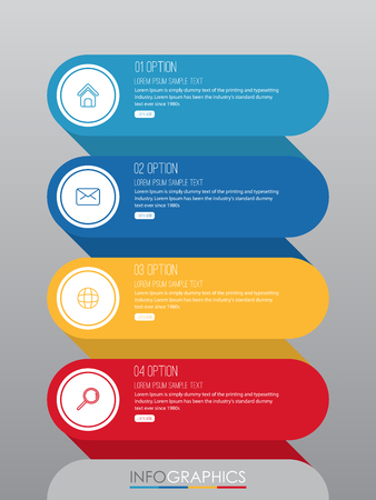 Business Info-graphic Template diagram with 4 steps multi-Color design, labels design, Vector info-graphic element, Flat style vector illustration EPS 10.のイラスト素材