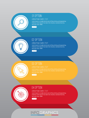 Business Info-graphic Template diagram with 4 steps multi-Color design, labels design, Vector info-graphic element, Flat style vector illustration EPS 10.のイラスト素材