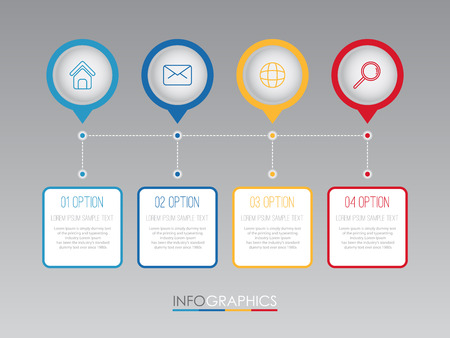Business Info-graphic Template diagram with 4 steps multi-Color design, labels design, Vector info-graphic element, Flat style vector illustration EPS 10.のイラスト素材
