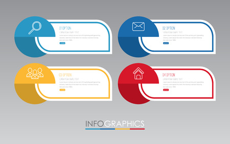 Business Info-graphic Template diagram with 4 steps multi-Color design, labels design, Vector info-graphic element, Flat style vector illustration EPS 10.のイラスト素材