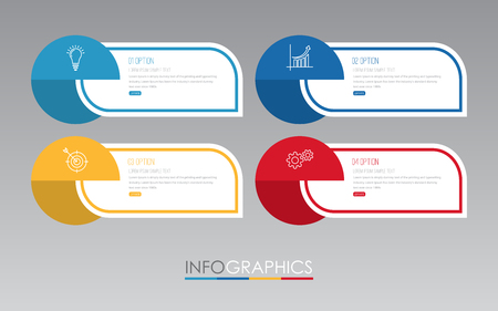 Business Info-graphic Template diagram with 4 steps multi-Color design, labels design, Vector info-graphic element, Flat style vector illustration EPS 10.のイラスト素材
