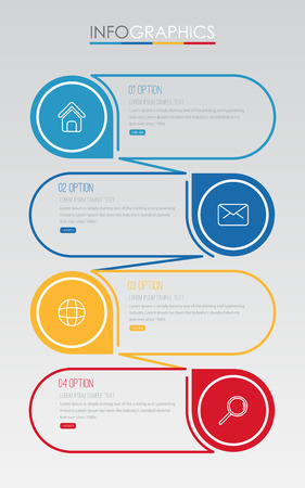 Business Info-graphic Template diagram with 4 steps multi-Color design, labels design, Vector info-graphic element, Flat style vector illustrationのイラスト素材