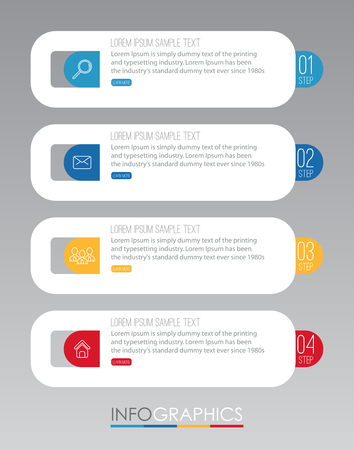 Business Info-graphic Template diagram with 4 steps multi-Color design, labels design, Vector info-graphic element, Flat style vector illustration EPS 10.のイラスト素材