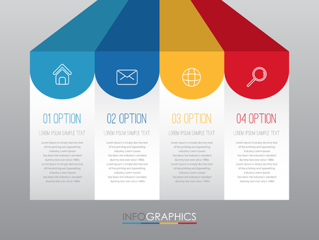 Template diagram with 4 steps multi-color design.のイラスト素材