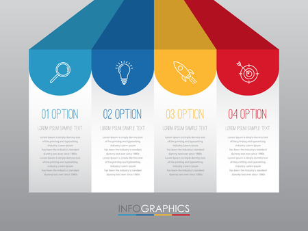 Template diagram with 4 steps multi-color design.のイラスト素材