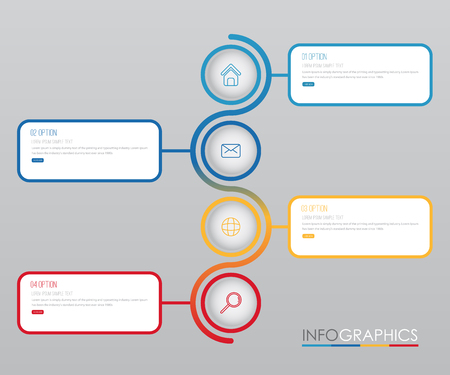 Business Info-graphic Template diagram with 4 steps multi-Color design, labels design, Vector info-graphic element, Flat style vector illustration EPS 10.のイラスト素材