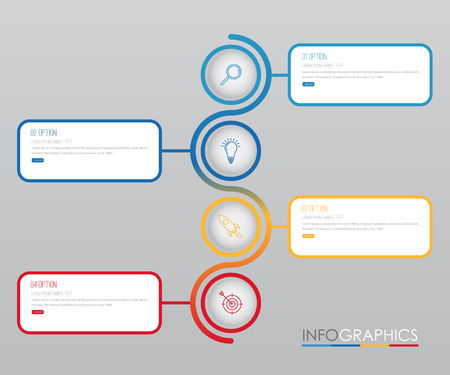 Business Info-graphic Template diagram with 4 steps multi-Color design, labels design, Vector info-graphic element, Flat style vector illustration EPS 10.のイラスト素材