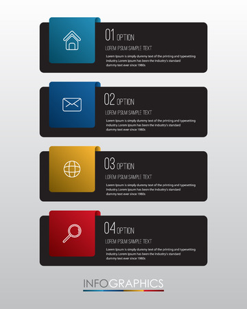 Info-graphic Template diagram with 4 steps multi-Color design, Business layout template, labels design, Vector info-graphic element, Flat style vector illustration EPS 10.のイラスト素材