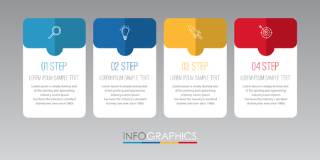 Modern infographic template for business with 4 steps multi-color design, label design, Vector infographic element flat style vector illustration.のイラスト素材