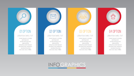 Modern infographic template for business with 4 steps multi-color design, label design, Vector infographic element flat style vector illustration.のイラスト素材