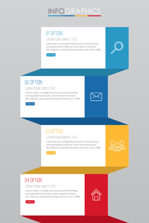 Modern Info-graphic Template for Business with 4 steps multi-Color design, labels design, Vector info-graphic element, Flat style vector illustration.のイラスト素材