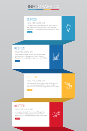 Modern Info-graphic Template for Business with 4 steps multi-Color design, labels design, Vector info-graphic element, Flat style vector illustration.のイラスト素材