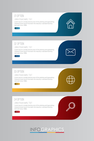 Modern Info-graphic Template for Business with 4 steps multi-Color design, labels design, Vector info-graphic element, Flat style vector illustration.のイラスト素材