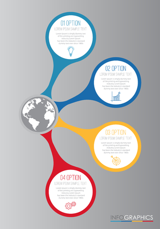 Business Info-graphic Template diagram with 4 steps multi-Color design, labels design, Vector info-graphic element, Flat style vector illustration EPS 10.のイラスト素材