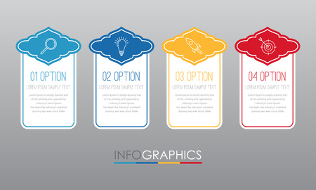 Business Info-graphic Template diagram with 4 steps multi-Color design, labels design, Vector info-graphic element, Flat style vector illustration EPS 10.のイラスト素材