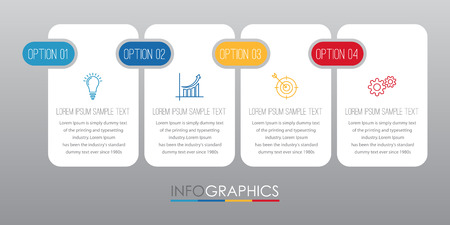Business Info-graphic Template diagram with 4 steps multi-Color design, labels design, Vector info-graphic element, Flat style vector illustration EPS 10.のイラスト素材