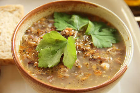 Asian style breakfast soft boiled rice or rice soup