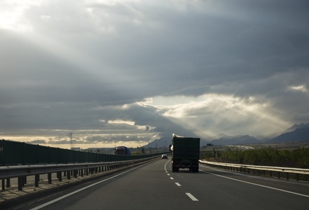 High-speed highway against the blue skyの写真素材