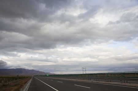 High-speed highway against the blue sky