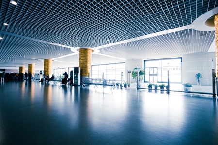 interior of the modern architectural in shanghai airportのeditorial素材