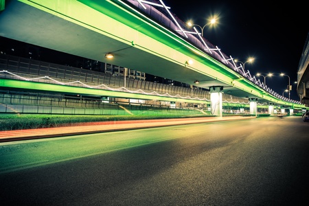 light traces on traffic junctions at night