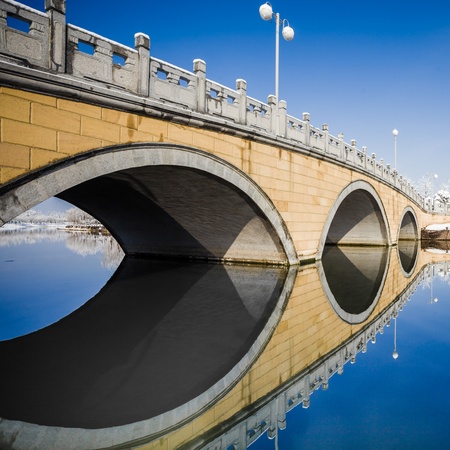 Stone bridge in the winter,Chinaの写真素材