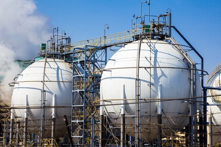 Chemical plant in the blue skyの写真素材