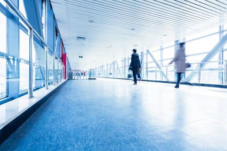 Passenger in the Beijing bus station.Motion blur
