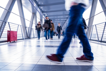 Passenger in the Beijing bus station.Motion blur