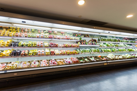 Shelf with fruits in supermarket Shelf with fruits in supermarket