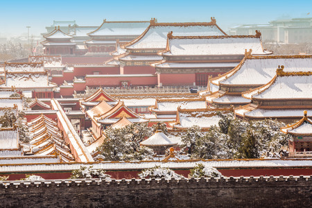 The Forbidden City in winter,Beijing,Chinaのeditorial素材