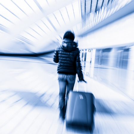 Passenger in the Beijing airport,motion blurの写真素材