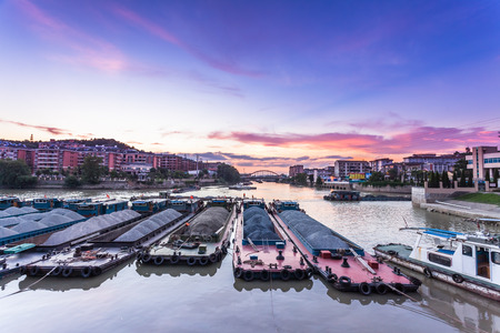 Busy waterway transport in china southの写真素材