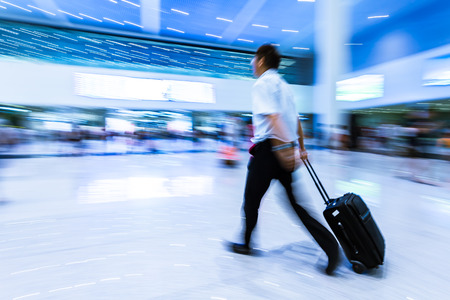 Passenger in the Beijing airport,motion blurの写真素材