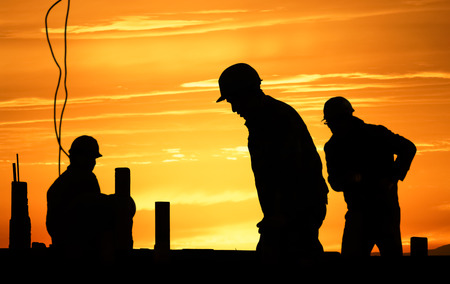 silhouette of construction workerの写真素材