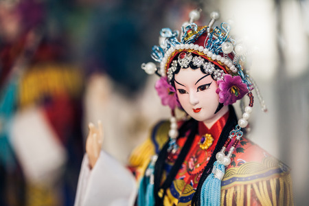 BEIJING, CHINA - DEC 16: Souvenir store's display window, December 16, 2013 in Beijing, China. Chinese classical character model is tourist souvenirsのeditorial素材
