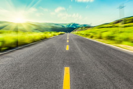 road in grasslandの写真素材