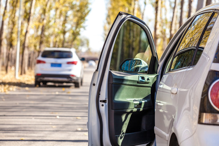 Roadside parked carの写真素材