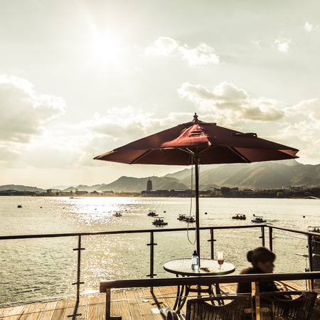 Yanqi lake park in beijing chinaの写真素材