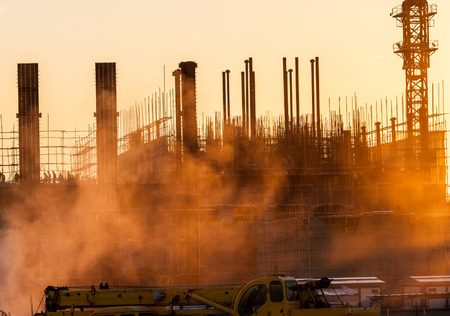 silhouette of construction siteの写真素材