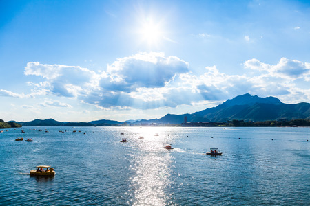Yanqi lake park in beijing chinaのeditorial素材